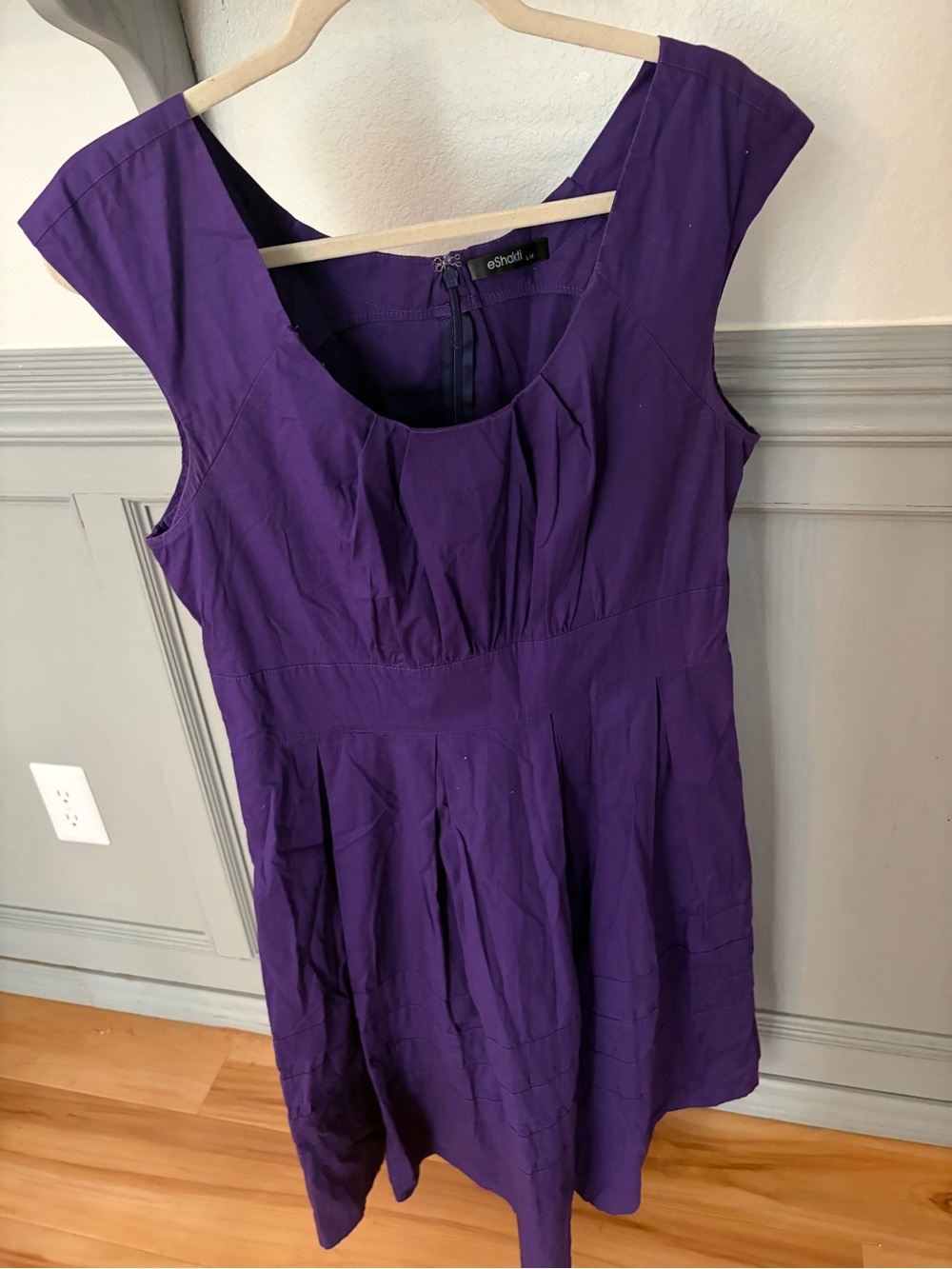 eshakti Purple Scoop-Neck Cap-Sleeve Fit & Flare Tunic Dress
